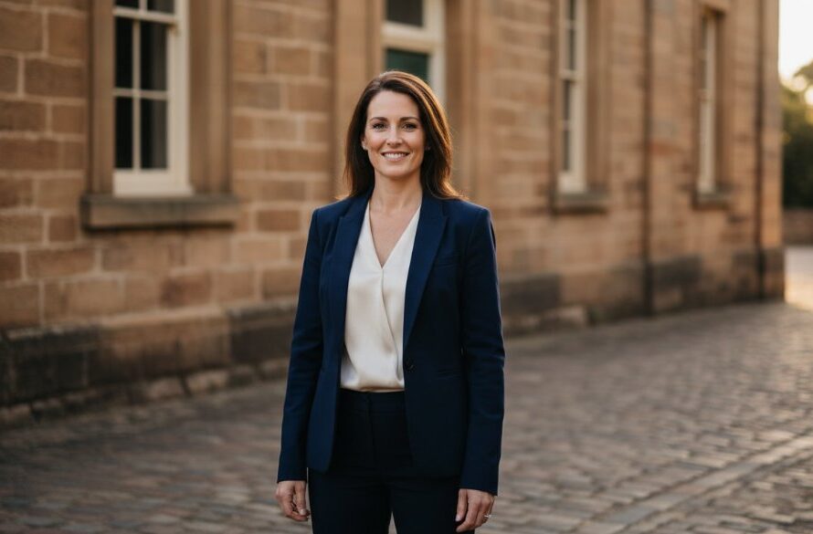A striking, cinematic portrait of a confident professional against a soft-focus Kilmore landscape, illuminated by dramatic golden hour light, perfectly encapsulating Kilmore VIC Professional Headshots for Authentic Personal Branding.