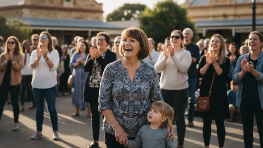 A candid, emotionally charged photograph capturing an epic moment of joy during a community celebration in Kilmore, Victoria, showcasing the vibrant atmosphere and authentic interactions, perfectly illustrating exceptional Kilmore Victoria event photography capture authentic moments.