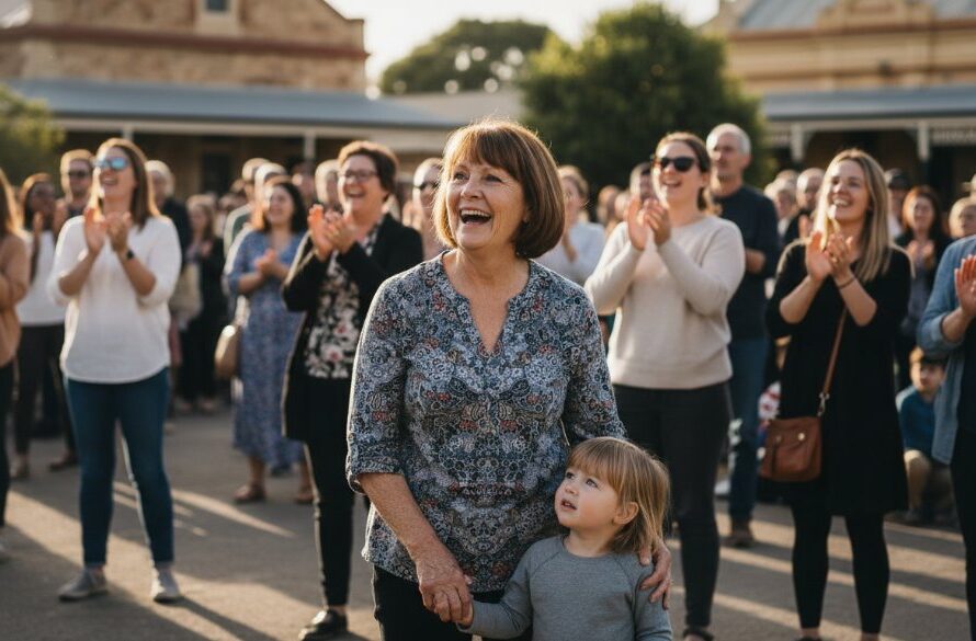 A candid, emotionally charged photograph capturing an epic moment of joy during a community celebration in Kilmore, Victoria, showcasing the vibrant atmosphere and authentic interactions, perfectly illustrating exceptional Kilmore Victoria event photography capture authentic moments.