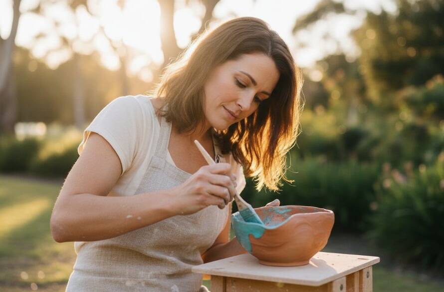 Dynamic and authentic Kings Park branding photography authentic stories featuring a local artisan passionately working on their craft at sunset in Kings Park, capturing an epic moment of dedication and brand essence with professional lighting.