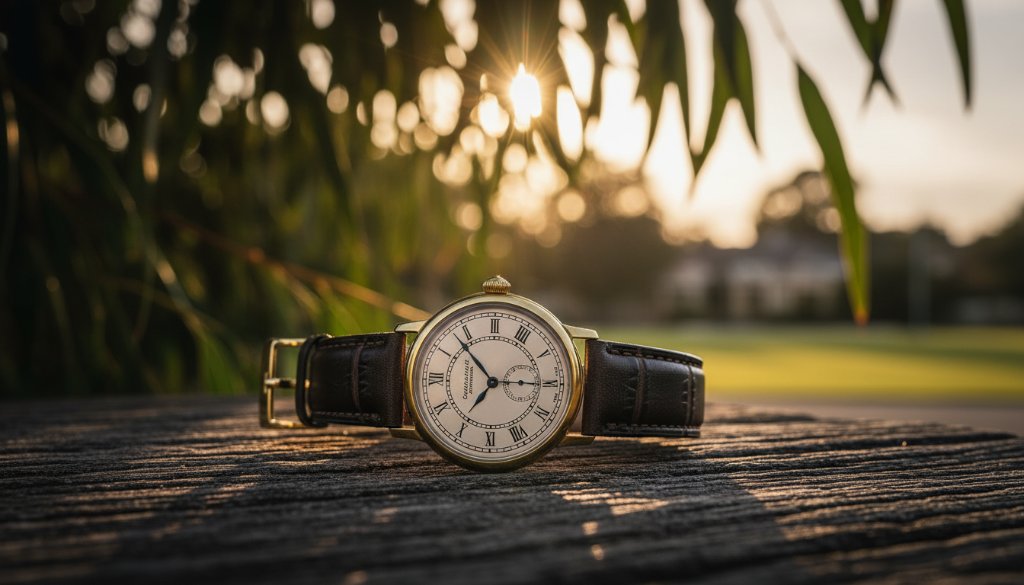 An expertly lit, high-resolution product photograph of a handcrafted artisan candle, with its warm glow reflecting on a rustic timber surface, set against a softly blurred backdrop showcasing the natural, leafy ambiance reminiscent of Knoxfield, Victoria, captured with dramatic lighting and professional colour grading, perfectly embodying Knoxfield Victoria product photography for local e-commerce success.