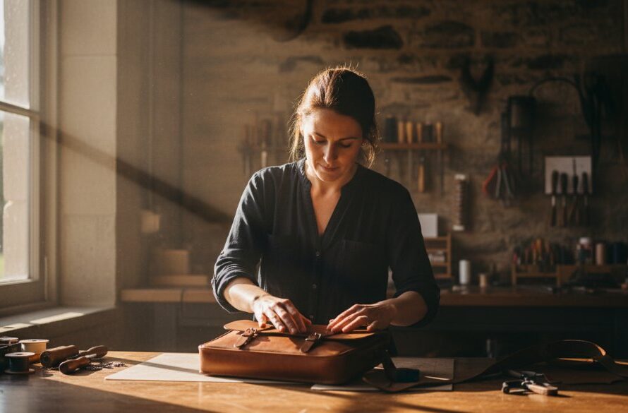 An epic shot showcasing Kyneton business advertising photography excellence, featuring a local artisan intently crafting bespoke jewellery in a sunlit Kyneton workshop, with dramatic lighting highlighting the intricate details of their work.