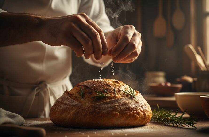 A chef meticulously plating a vibrant, locally-sourced gourmet dish under dramatic spotlighting, capturing the essence of Lang Lang Victoria gourmet food photography with rich colours and textures.