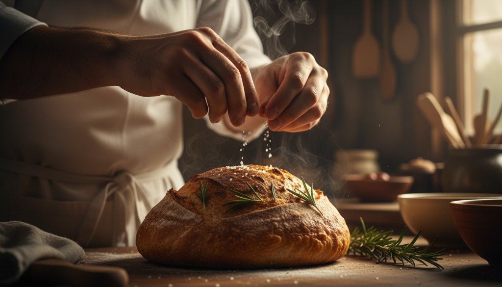 A chef meticulously plating a vibrant, locally-sourced gourmet dish under dramatic spotlighting, capturing the essence of Lang Lang Victoria gourmet food photography with rich colours and textures.