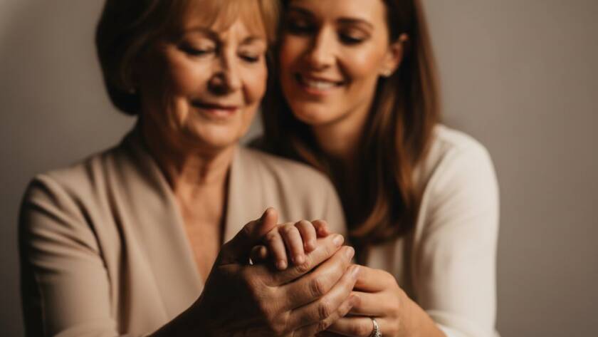 Laverton family studio photography timeless portraits showing an intimate moment between a mother and child in a beautifully lit, modern studio, captured with dramatic lighting and professional colour grading.
