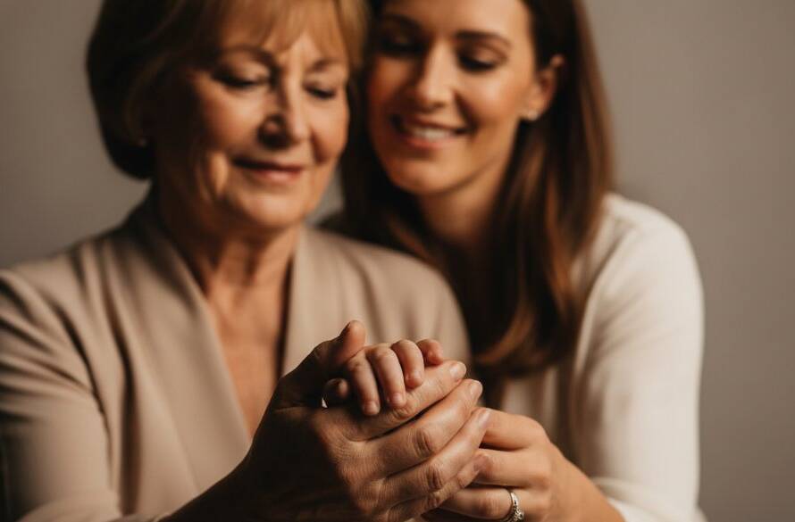 Laverton family studio photography timeless portraits showing an intimate moment between a mother and child in a beautifully lit, modern studio, captured with dramatic lighting and professional colour grading.