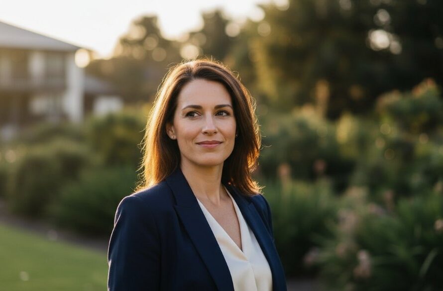 A striking professional portrait capturing an individual's confident gaze against a soft, sun-drenched Lucas landscape, embodying Lucas Victoria professional headshots for career advancement with dramatic, cinematic lighting and professional colour grading.