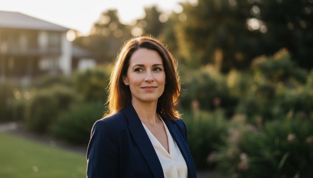 A striking professional portrait capturing an individual's confident gaze against a soft, sun-drenched Lucas landscape, embodying Lucas Victoria professional headshots for career advancement with dramatic, cinematic lighting and professional colour grading.