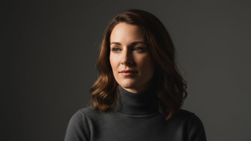 Dramatic, high-contrast studio portrait featuring an individual in Macedon, Victoria, showcasing the intense emotion captured through creative studio portraits, with the subject's face strongly lit from one side, casting evocative shadows.