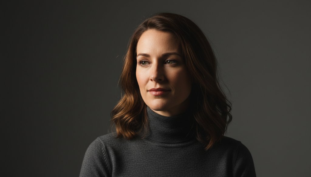 Dramatic, high-contrast studio portrait featuring an individual in Macedon, Victoria, showcasing the intense emotion captured through creative studio portraits, with the subject's face strongly lit from one side, casting evocative shadows.
