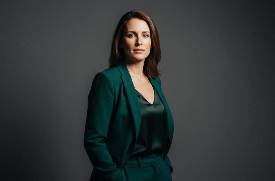 Dynamic portrait from Maidstone creative studio photography for professional portraits session, featuring a subject powerfully posed with dramatic chiaroscuro lighting, creating an epic, timeless feel.