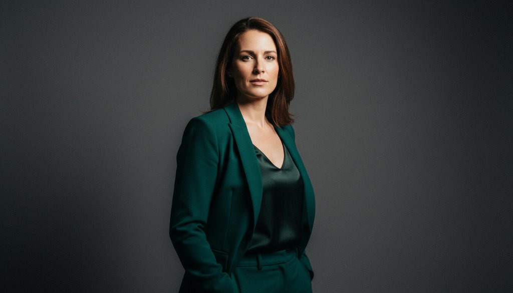 Dynamic portrait from Maidstone creative studio photography for professional portraits session, featuring a subject powerfully posed with dramatic chiaroscuro lighting, creating an epic, timeless feel.