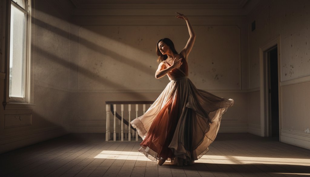 An ethereal Maidstone Victoria bespoke fine art portrait photography experience, capturing a subject in dramatic light within a historic Maidstone building, highlighting intricate textures and profound emotion.