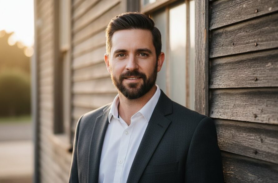 A professional portrait in Miners Rest, showcasing an individual's confident and approachable gaze against a rustic, heritage-inspired backdrop, capturing the essence of Miners Rest authentic professional portraits with dramatic, golden hour lighting.