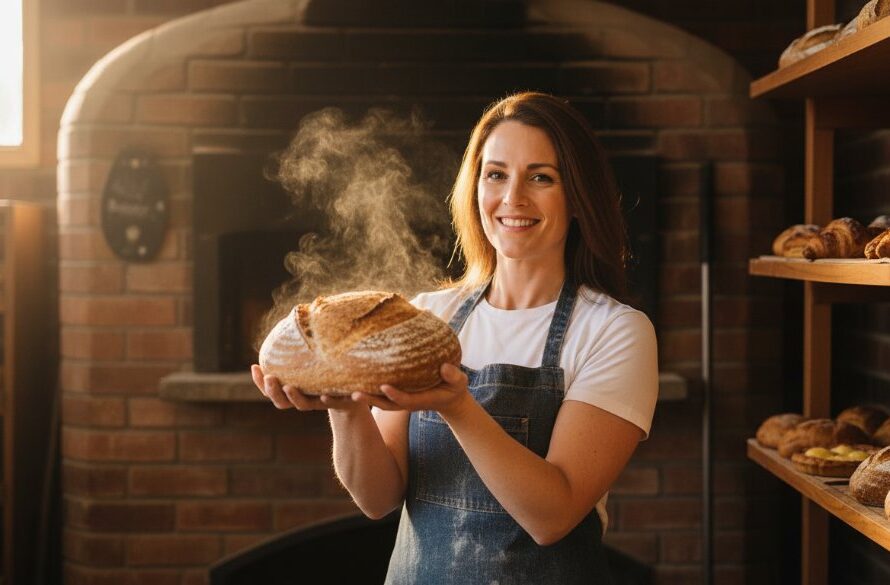 A vibrant, professionally lit 'epic moment' photograph capturing a local Mooroopna artisan proudly showcasing their handcrafted ceramic piece in a rustic, sun-drenched pottery studio, highlighting expert Mooroopna small business branding photography, with warm, golden hour light streaming through a large window, a shallow depth of field focusing on the artisan's genuine smile and the intricate details of their work, conveying passion and craftsmanship.