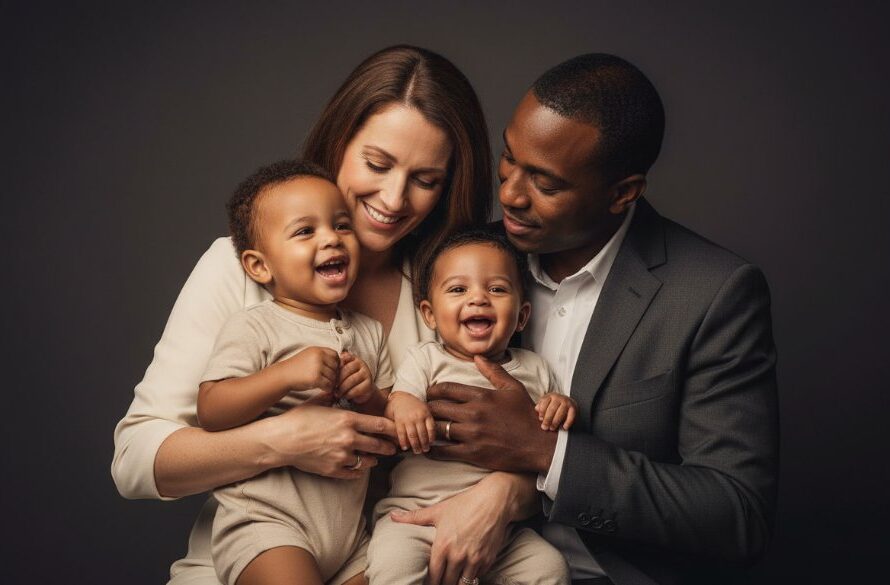 An emotionally resonant, professional studio photograph capturing a cherished family portrait in Mooroopna, showcasing a parent embracing their child with soft, dramatic lighting and a warm, inviting atmosphere, embodying the essence of Mooroopna Studio Photography for Cherished Family Portraits.