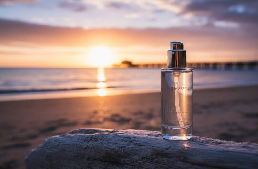 An epic moment of a luxury product dramatically illuminated by golden hour light on the Mordialloc beachfront, showcasing expert Mordialloc beachfront product advertising photography.