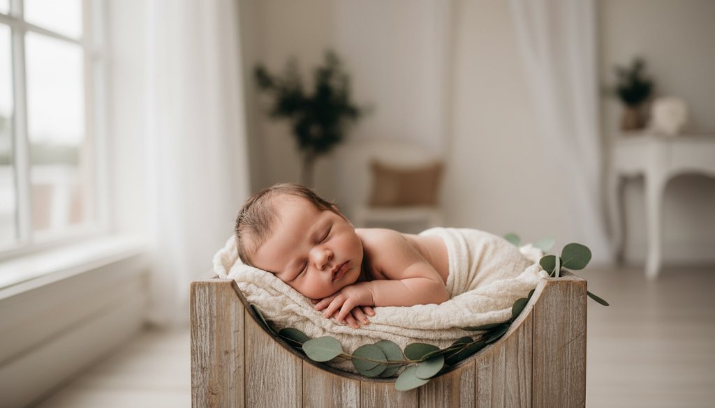 A close-up, dramatic shot of a newborn baby's tiny, perfect foot gently held by a parent's finger, bathed in soft, ethereal natural light, symbolising Morwell newborn photography treasured moments Victoria.