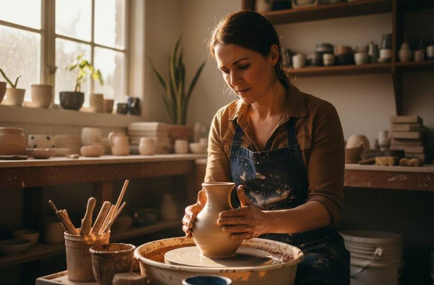 A Mulgrave Small Business Branding Photography Expert captures a passionate local artisan in their sunlit Mulgrave workshop, dramatically lit and professionally color-graded, showcasing dedication and craftsmanship.