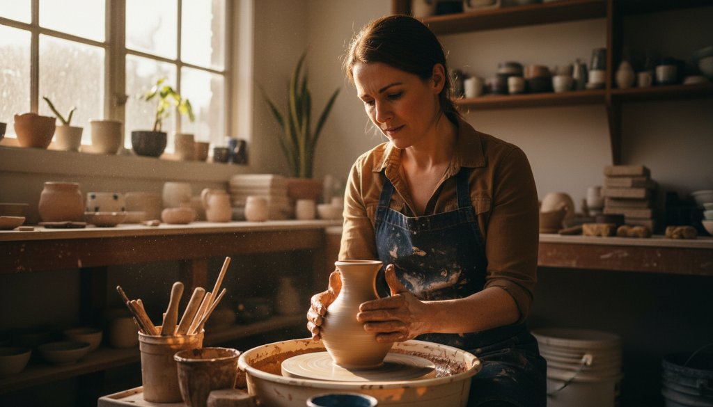 A Mulgrave Small Business Branding Photography Expert captures a passionate local artisan in their sunlit Mulgrave workshop, dramatically lit and professionally color-graded, showcasing dedication and craftsmanship.