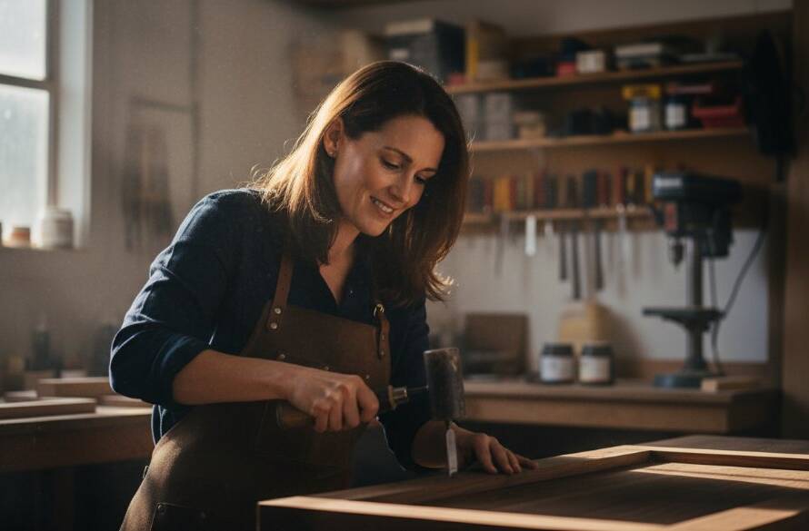 Dynamic, low-angle shot of a chef expertly plating a gourmet dish in a modern Narre Warren restaurant kitchen, demonstrating Narre Warren commercial photography for local businesses, with vibrant colours and dynamic movement.