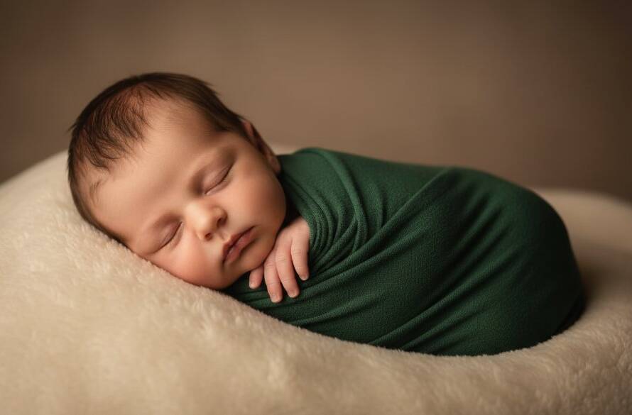 An artistic, dramatically lit 'epic moment' photograph capturing Narre Warren North newborn photography cherished heirloom portraits, featuring a sleeping infant swaddled in soft fabric, held gently in a parent's hands, bathed in warm, ethereal light filtering through a window, emphasizing tiny details like fingers and toes, set against a blurred, homely Narre Warren North backdrop, conveying peace and profound connection.