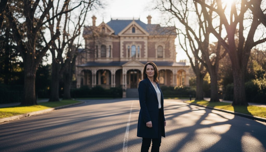 A dramatic and artfully composed fine art photograph showcasing a subject amidst the historic architecture of Newtown, Victoria, capturing the essence of Newtown Victoria fine art photography heritage beauty with dramatic lighting and professional colour grading.