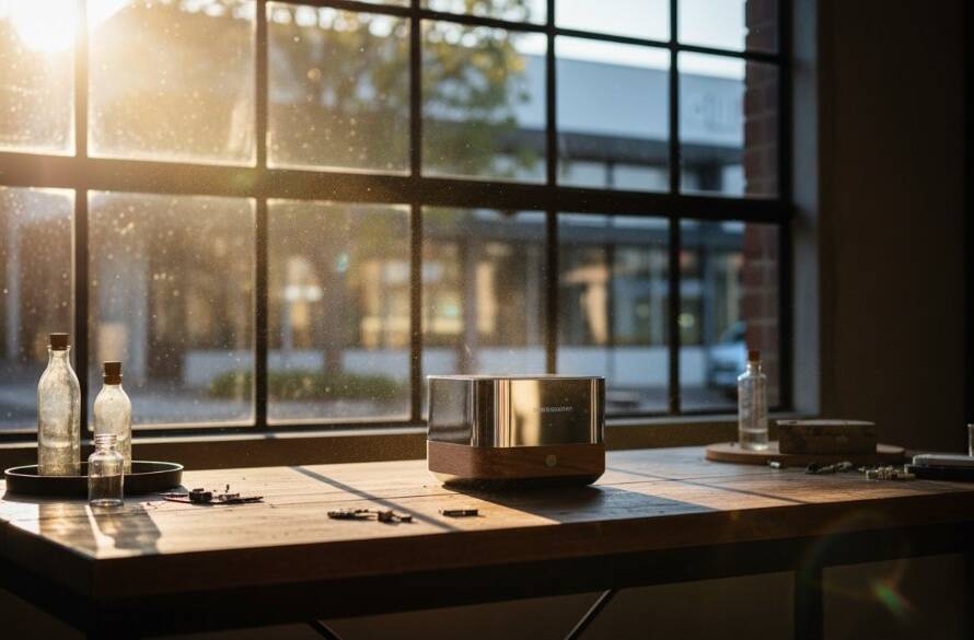 Dynamic wide-angle shot capturing Nunawading advertising photography for compelling brand stories, showing a perfectly lit, vibrant product surrounded by elements subtly hinting at Nunawading's local commerce, with dramatic studio lighting and professional colour grading, emphasizing a moment of brand triumph.