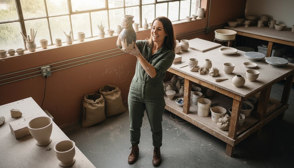A dynamic, high-angle shot of a passionate entrepreneur collaborating with their team in a modern, light-filled Nunawading creative studio, showcasing the essence of Nunawading branding photography for local businesses with dramatic, warm backlighting.