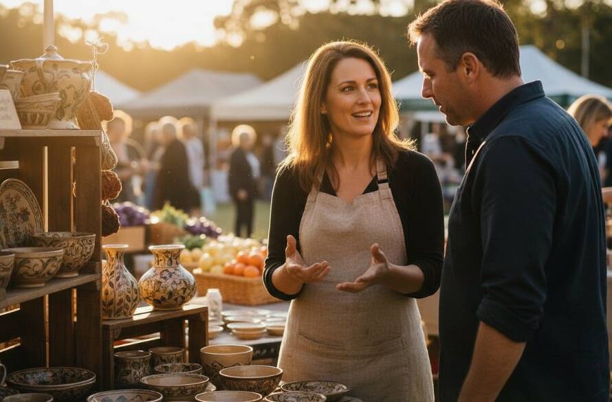 Dynamic shot of a bustling local cafe owner in Oakleigh, Victoria, Australia, interacting with customers, perfectly showcasing the vibrant atmosphere and meticulous detail captured through Oakleigh commercial branding photography for local businesses, with dramatic natural light.