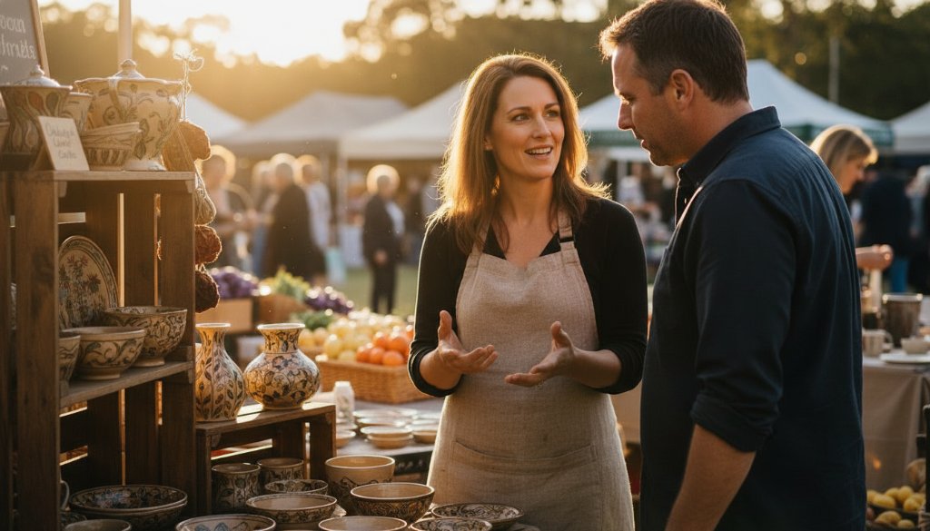 Dynamic shot of a bustling local cafe owner in Oakleigh, Victoria, Australia, interacting with customers, perfectly showcasing the vibrant atmosphere and meticulous detail captured through Oakleigh commercial branding photography for local businesses, with dramatic natural light.