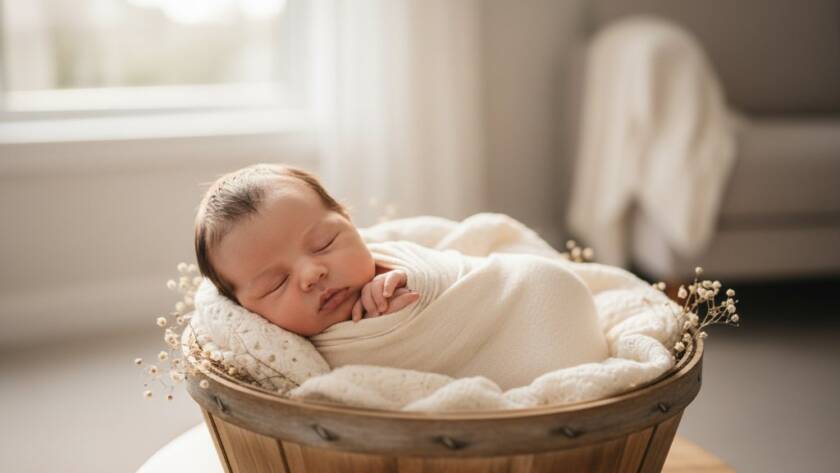 A tender close-up of a newborn baby's tiny hand gently gripping a parent's finger, bathed in soft, warm light in a serene Oakleigh East setting, perfectly capturing the delicate intimacy of Oakleigh East newborn photography gentle artistic capture, a truly epic moment.