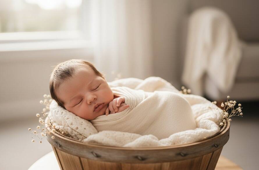 A tender close-up of a newborn baby's tiny hand gently gripping a parent's finger, bathed in soft, warm light in a serene Oakleigh East setting, perfectly capturing the delicate intimacy of Oakleigh East newborn photography gentle artistic capture, a truly epic moment.