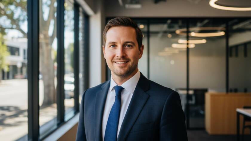 An 'epic moment' style professional corporate headshot in Oakleigh East, capturing a confident business leader smiling genuinely in a modern office environment with natural light, showcasing their approachability and professionalism, elevating their brand.