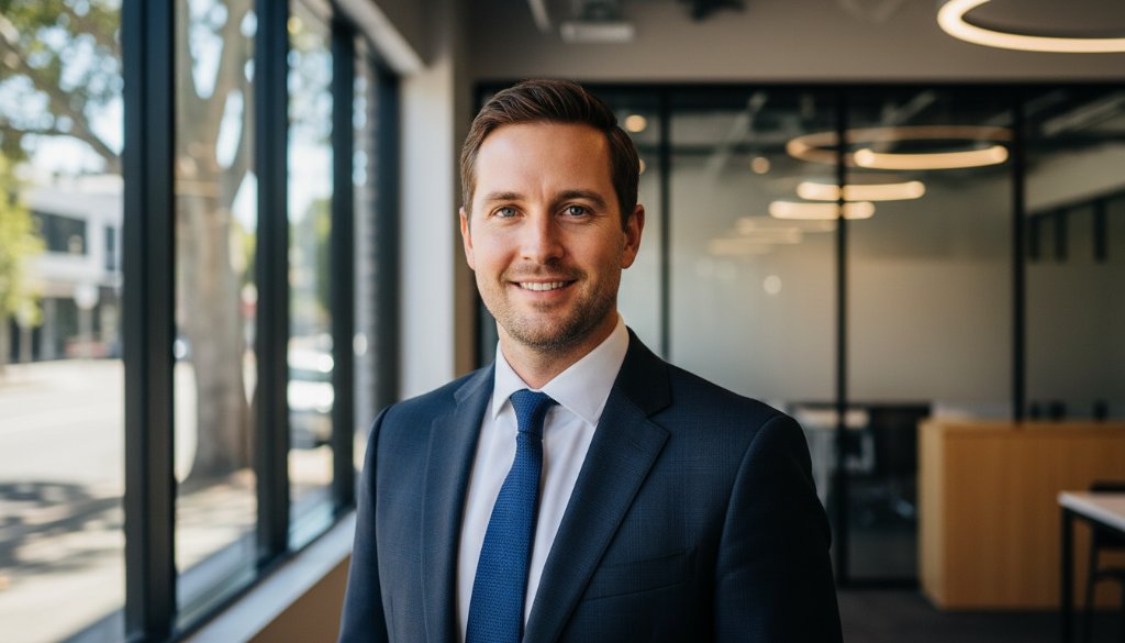 An 'epic moment' style professional corporate headshot in Oakleigh East, capturing a confident business leader smiling genuinely in a modern office environment with natural light, showcasing their approachability and professionalism, elevating their brand.