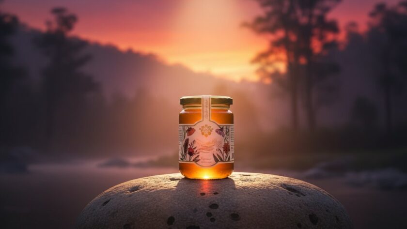 Dramatic, cinematic photograph showcasing Orbost Victoria Regional Product Photography Solutions. A beautifully crafted artisan jarrah wood product, illuminated by a warm, golden hour light filtering through the misty Snowy River valley, expertly composed against a backdrop of native Australian flora, with subtle motion blur hinting at the product's journey, capturing its texture and craftsmanship in breathtaking detail.