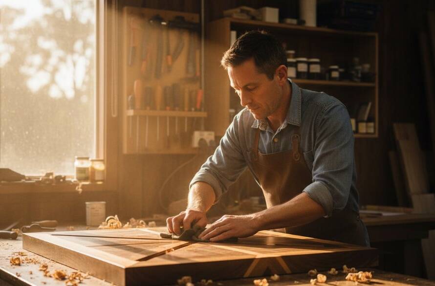 Dynamic hero shot for a local Park Orchards business showcasing their handcrafted product with dramatic backlighting, perfect for Park Orchards advertising photography for local businesses, capturing an epic moment of quality and craftsmanship.