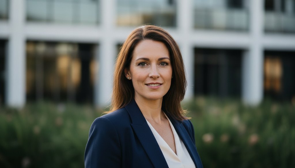 A compelling and dramatically lit Polished professional headshots Wantirna South of a confident executive, featuring a shallow depth of field against a modern, textured background, conveying professionalism and ambition.