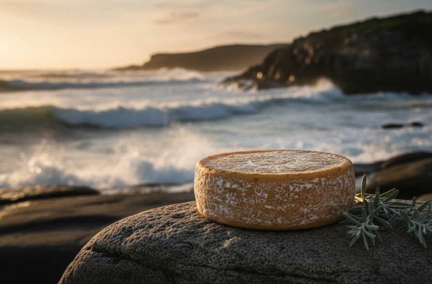 A captivating 'epic moment' photograph showcasing a handcrafted local ceramic mug, its unique glaze illuminated by a beam of golden sunrise, set against the misty backdrop of Portland's rugged coastline, demonstrating professional Portland Victoria bespoke product photography for local artisans.