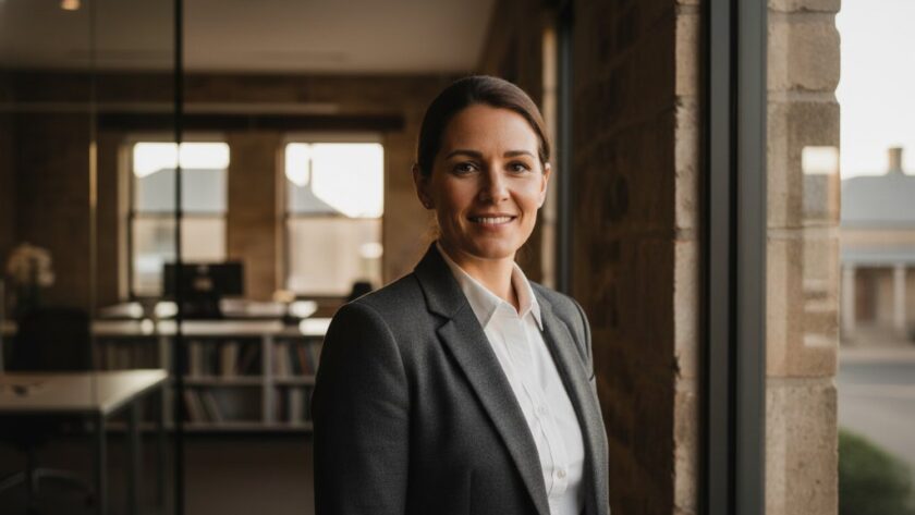 A powerful, cinematic portrait of a confident male executive in a modern Buninyong office, captured with dramatic lighting and professional colour grading, perfectly embodying Premium Corporate Headshots Buninyong Victoria Businesses for a leading professional image.