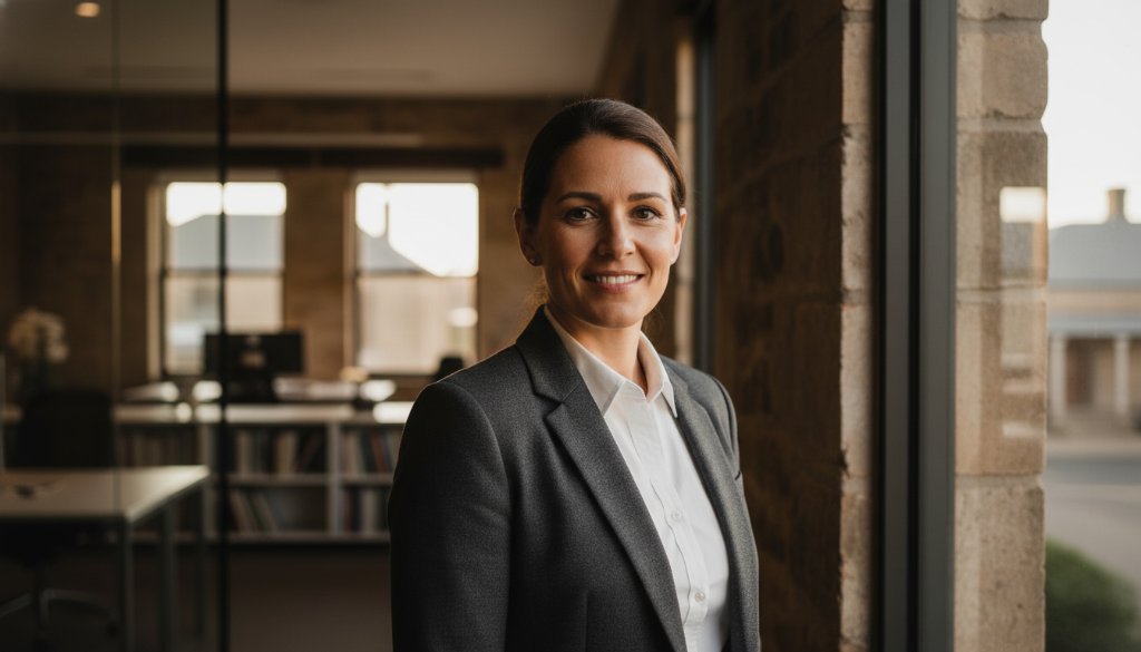 A powerful, cinematic portrait of a confident male executive in a modern Buninyong office, captured with dramatic lighting and professional colour grading, perfectly embodying Premium Corporate Headshots Buninyong Victoria Businesses for a leading professional image.