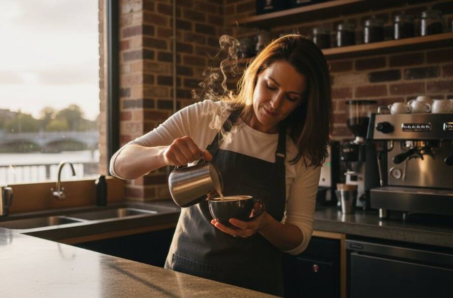 An epic moment captured through premium Maribyrnong advertising photography services, showing a local artisan proudly displaying their handcrafted product with dramatic backlighting at sunset over the Maribyrnong River, embodying quality and craftsmanship.