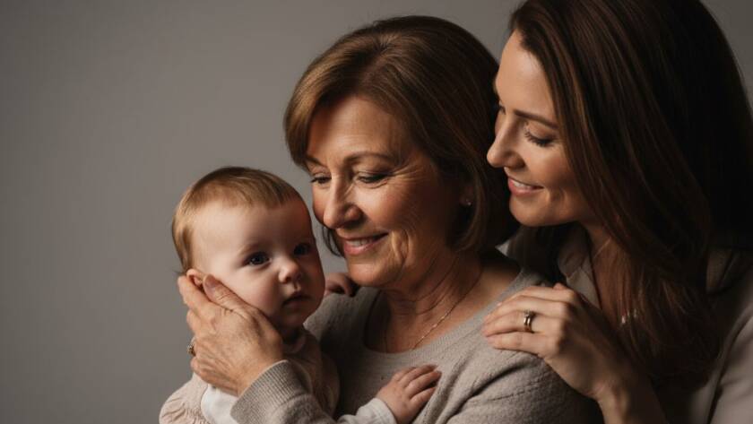 An emotionally charged "Premium Studio Portraits Bangholme Victoria for Lasting Memories" photograph, featuring a family in a minimalist studio setting, bathed in warm, dramatic side lighting, sharing a genuine, laughing embrace, capturing their deep connection in a timeless, professional style.