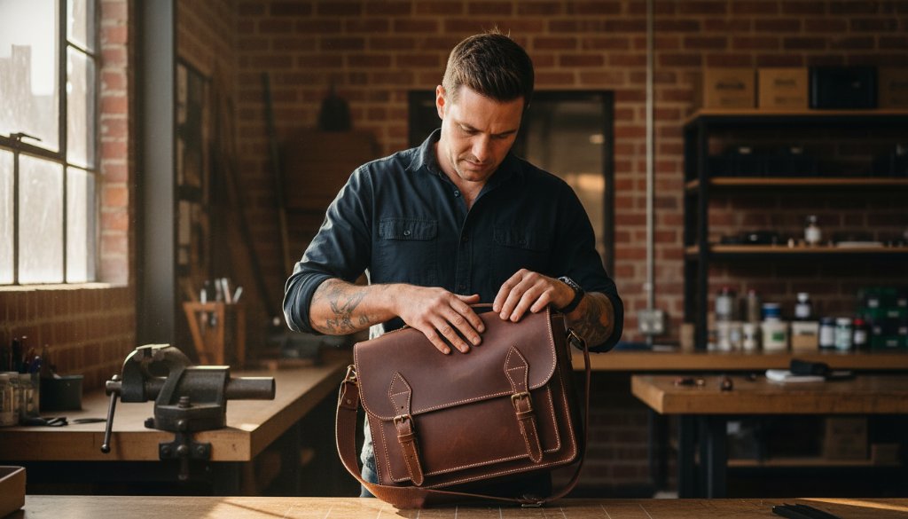 An epic, cinematic shot of a local small business owner in Albion, Victoria, proudly presenting their artisan product against a backdrop of a bustling, modern industrial setting, bathed in dramatic golden hour light, highlighting their dedication. Professional advertising photography Albion Victoria.