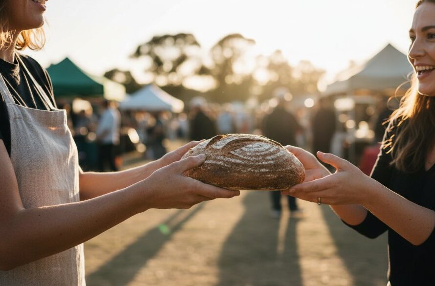 A stunning, wide-angle shot of a vibrant local business in Mildura, showcasing its unique product or service with professional advertising photography Mildura businesses deserve, bathed in golden hour light, capturing an authentic, high-energy customer interaction.