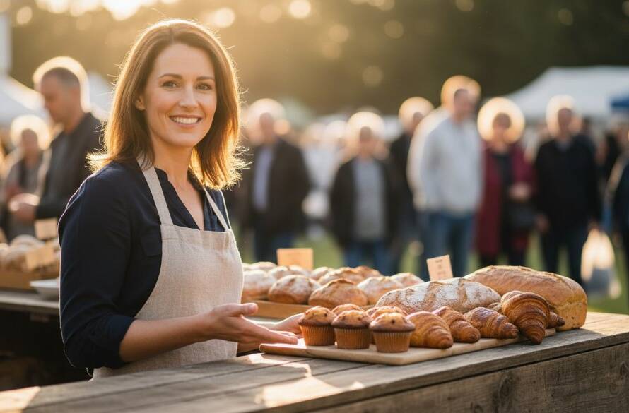An epic moment captured in Dandenong North, Victoria, showcasing professional branding photography. A vibrant local business owner, smiling genuinely, is positioned in their modern workshop, illuminated by dramatic side lighting, holding a handcrafted product. The background, softly blurred, hints at the bustling Dandenong North community, conveying authenticity and expertise.