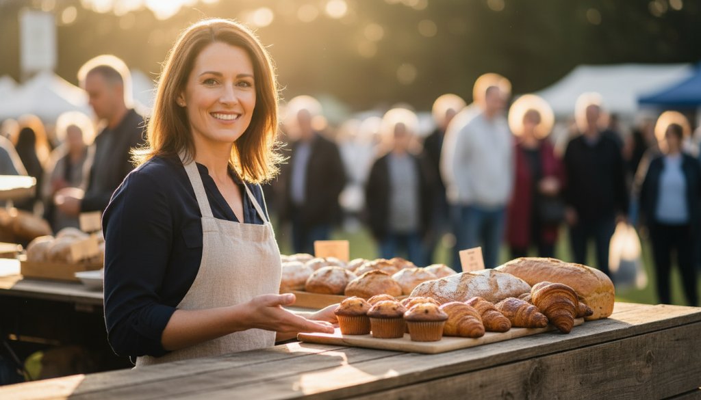 An epic moment captured in Dandenong North, Victoria, showcasing professional branding photography. A vibrant local business owner, smiling genuinely, is positioned in their modern workshop, illuminated by dramatic side lighting, holding a handcrafted product. The background, softly blurred, hints at the bustling Dandenong North community, conveying authenticity and expertise.