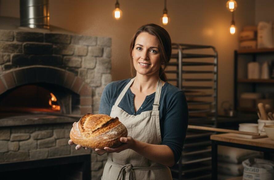 An epic, dramatically lit photograph showcasing a successful local Albanvale business owner proudly presenting their quality products, captured through professional commercial photography Albanvale businesses need to highlight their brand and attract customers.