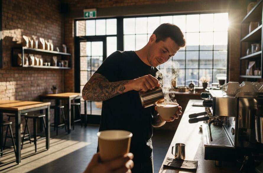 Dynamic wide shot capturing professional commercial photography Hoppers Crossing for local brands, showing a busy, modern retail space in Hoppers Crossing with dramatic lighting, customers interacting, and a photographer in action, conveying energy and professionalism.
