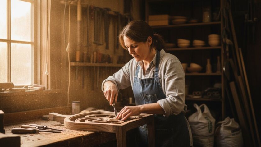 An epic, dynamically composed photograph showcasing Professional Commercial Photography Wallan Businesses, featuring a local artisanal baker proudly presenting a freshly baked, perfectly golden sourdough loaf in their rustic Wallan bakery, lit by dramatic, warm window light, conveying quality and passion.